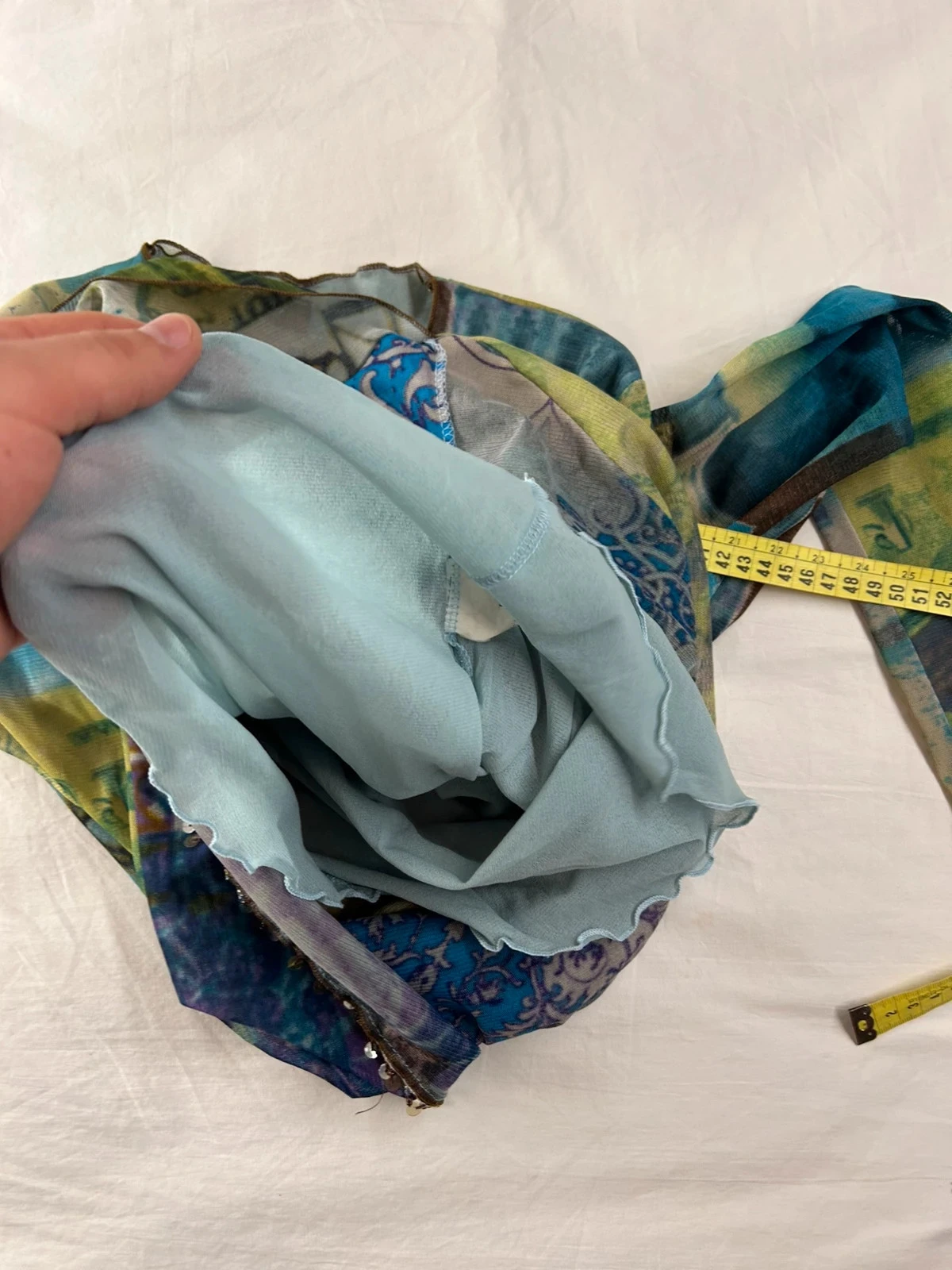 Lange mouw blouse tuniek veelkleurig prima paris vintage effect transparant kanten patronen – photo 14